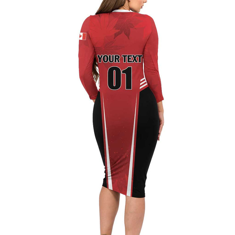 Custom Canada Basketball Dream Because I Can Long Sleeve Bodycon Dress