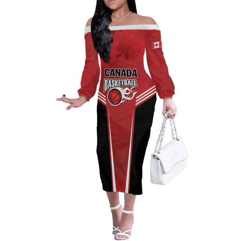 Custom Canada Basketball Dream Because I Can Off The Shoulder Long Sleeve Dress