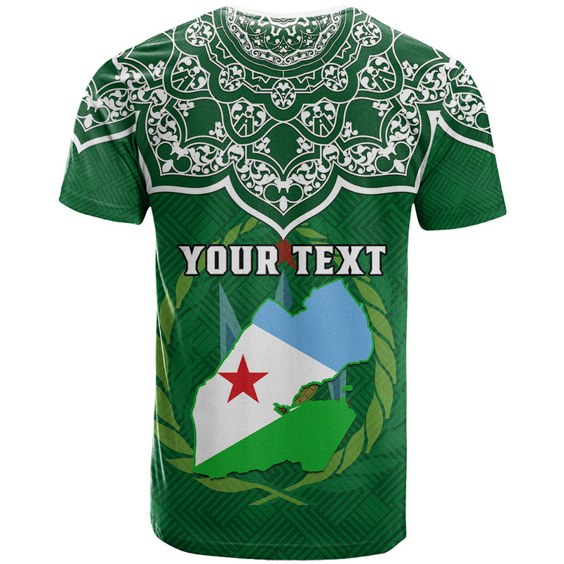 Custom Djibouti Jabuuti Emblem With Islamic Floral Circle T Shirt