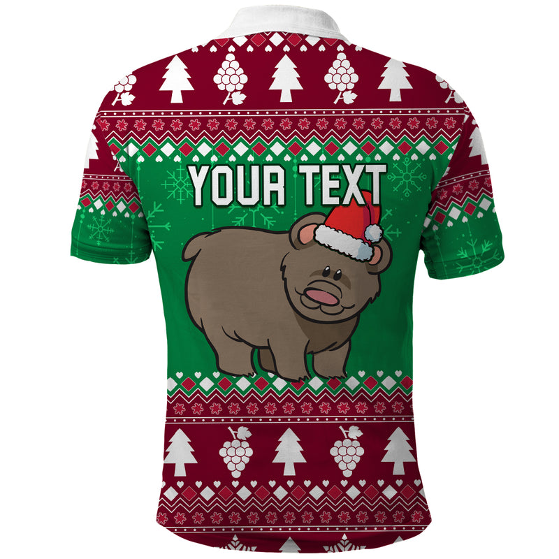 Custom California Christmas Santa Grizzly Bear With Grape Polo Shirt
