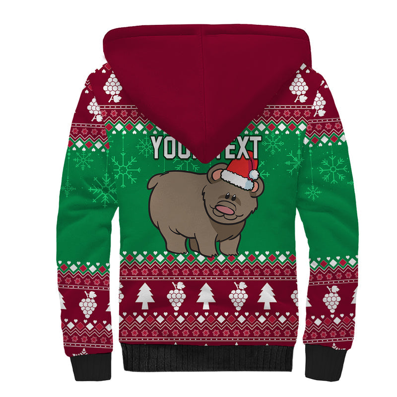 Custom California Christmas Santa Grizzly Bear With Grape Sherpa Hoodie