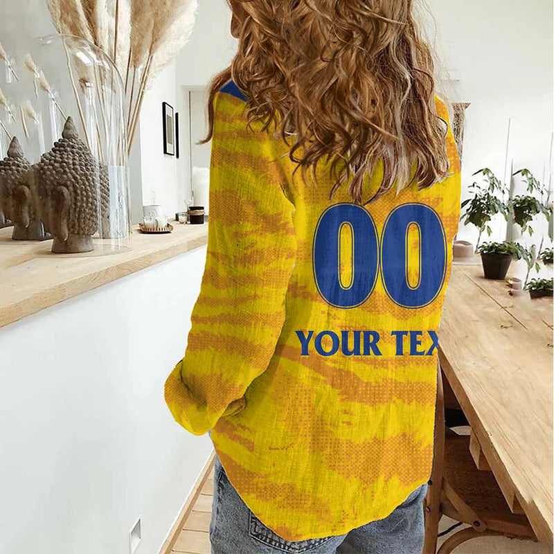 Custom Chennai 2025 Cricket Super Kings Yellow Army Lions Champion Women Casual Shirt