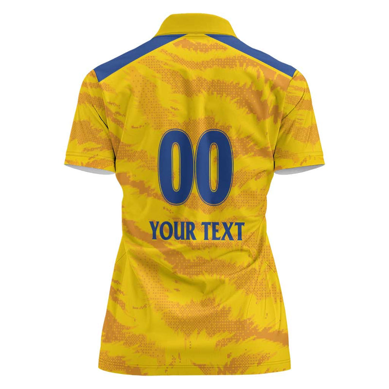Custom Chennai 2025 Cricket Super Kings Yellow Army Lions Champion Women Polo Shirt