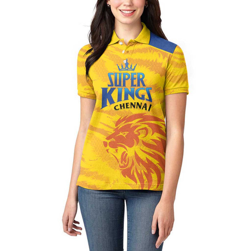 Custom Chennai 2025 Cricket Super Kings Yellow Army Lions Champion Women Polo Shirt