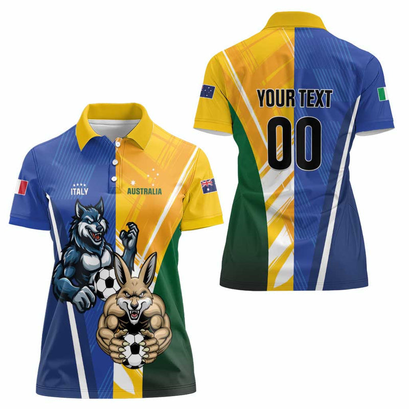 Custom Italy And Australia Soccer Gli Azzurri Vs Socceroos Women Polo Shirt