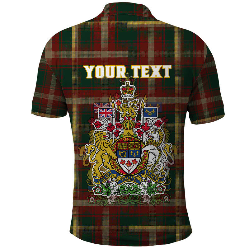 Custom Canada Canadian Coat Of Arms Mix Maple Leaf Tartan Polo Shirt
