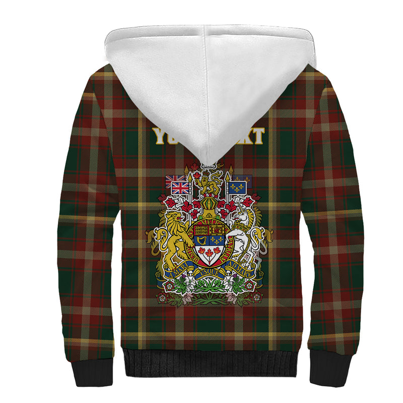 Custom Canada Canadian Coat Of Arms Mix Maple Leaf Tartan Sherpa Hoodie