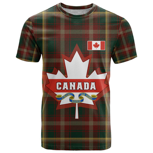 Custom Canada Canadian Coat Of Arms Mix Maple Leaf Tartan T Shirt