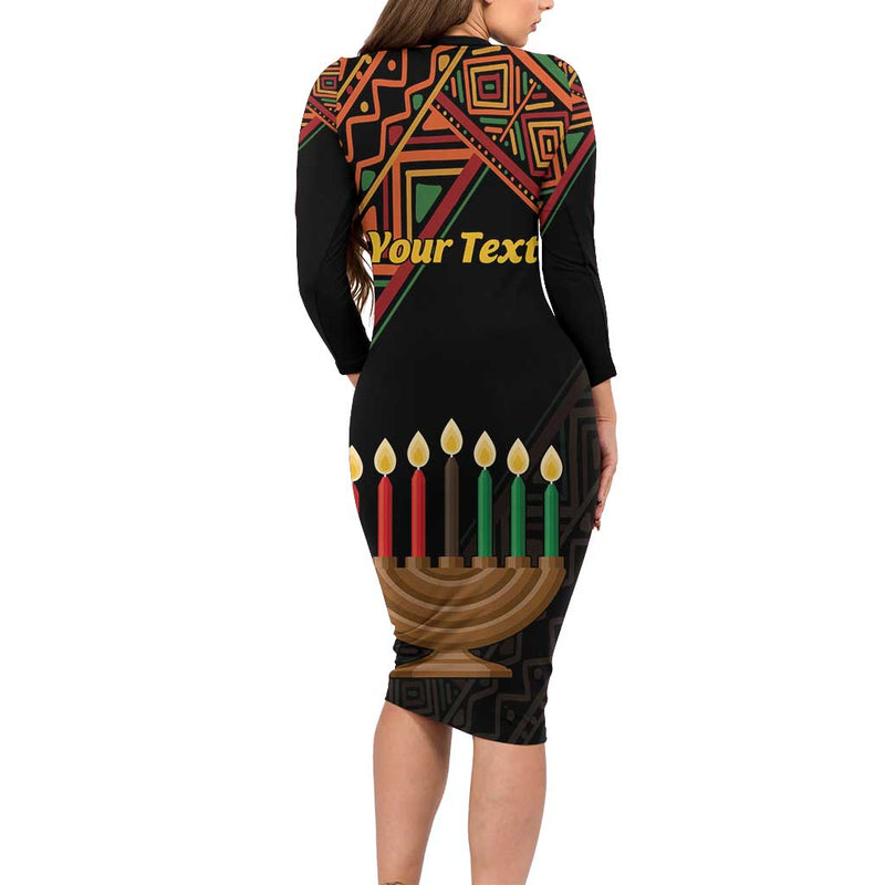 African Happy Kwanzaa Long Sleeve Bodycon Dress