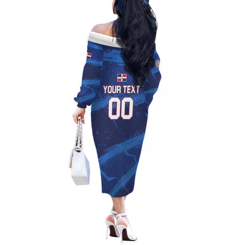 Custom Dominican Republic Basketball Enjoy The Game Off The Shoulder Long Sleeve Dress