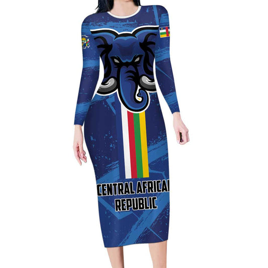 Custom Central African Republic Football Go Les Fauves Long Sleeve Bodycon Dress