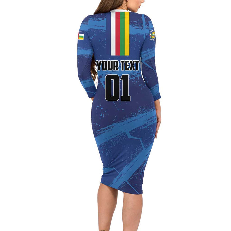Custom Central African Republic Football Go Les Fauves Long Sleeve Bodycon Dress
