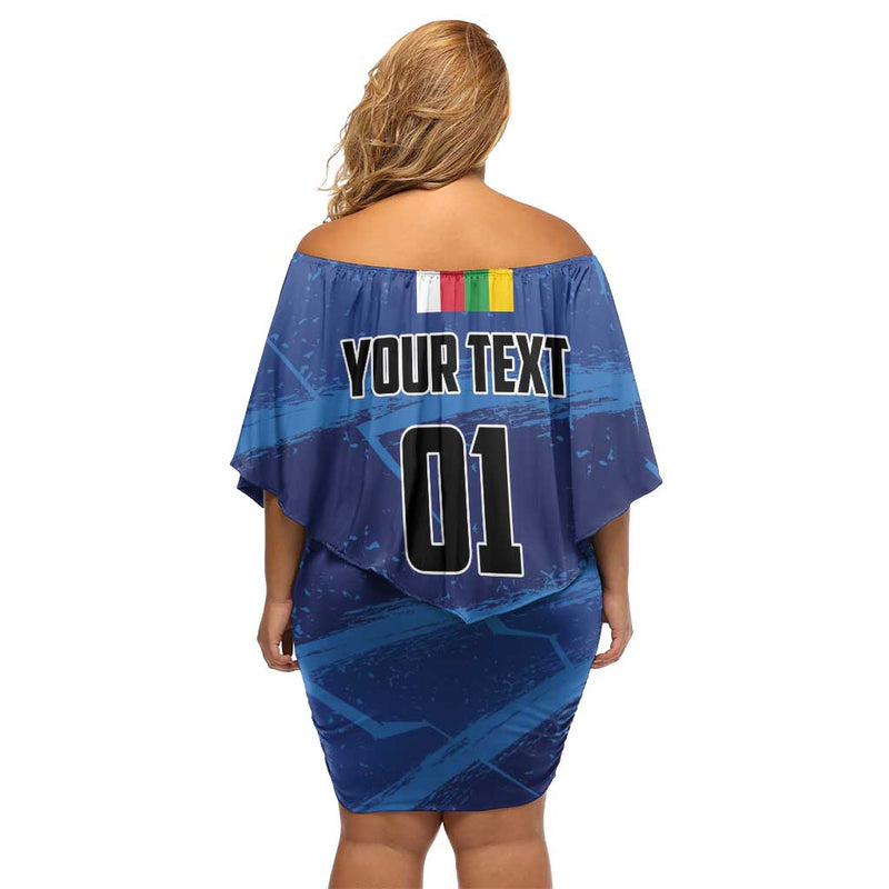 Custom Central African Republic Football Go Les Fauves Off Shoulder Short Dress