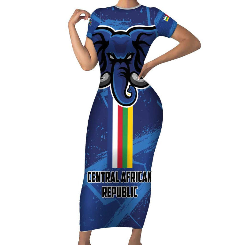 Custom Central African Republic Football Go Les Fauves Short Sleeve Bodycon Dress