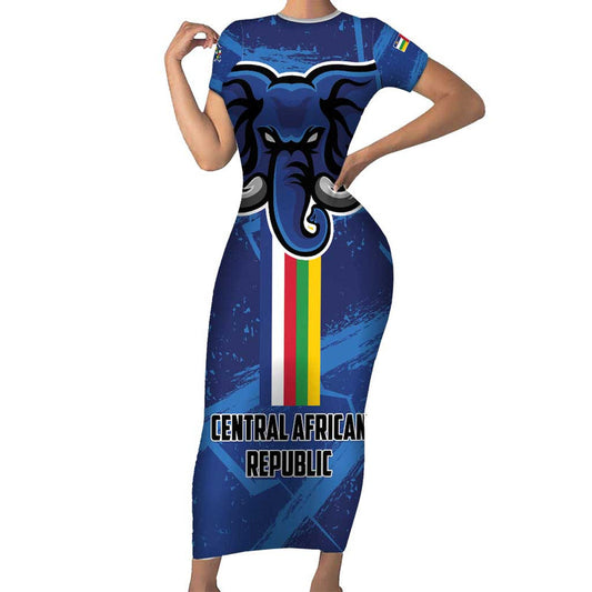 Custom Central African Republic Football Go Les Fauves Short Sleeve Bodycon Dress