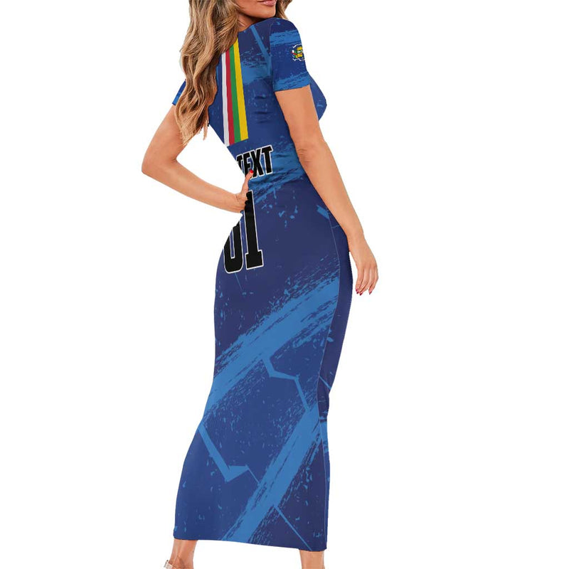 Custom Central African Republic Football Go Les Fauves Short Sleeve Bodycon Dress