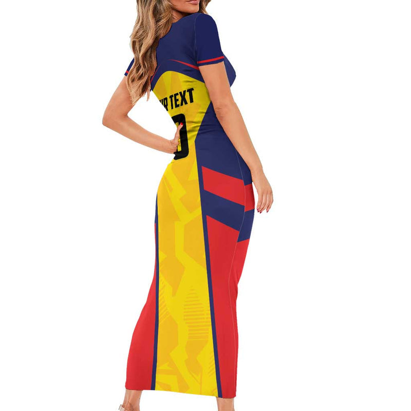 Custom Ecuador Rugby Los Piqueros Go Champions Short Sleeve Bodycon Dress