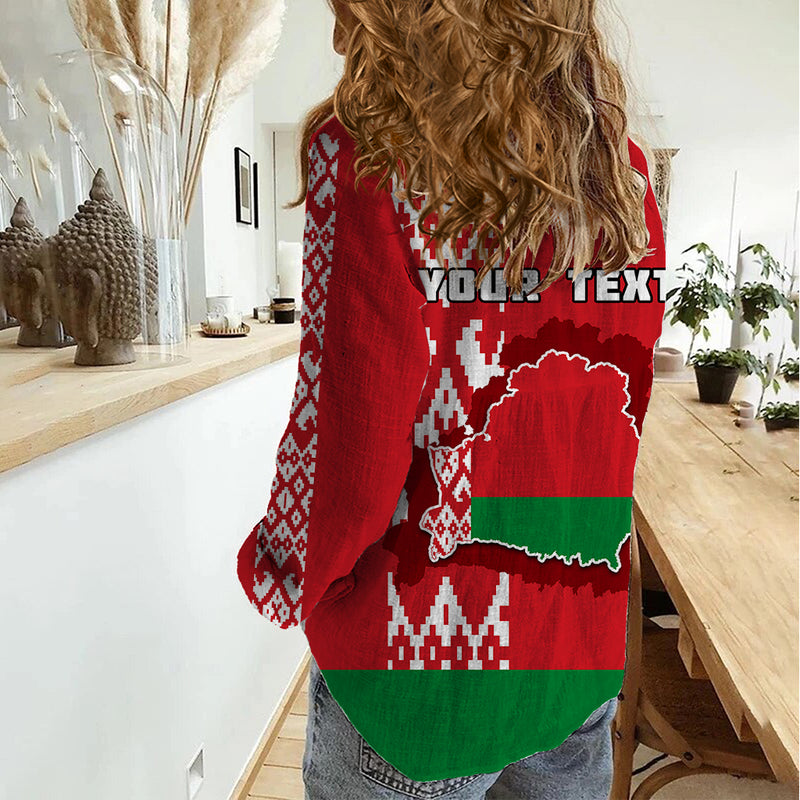 Custom Belarus Belarusian Coat Of Arms Flag Style Women Casual Shirt