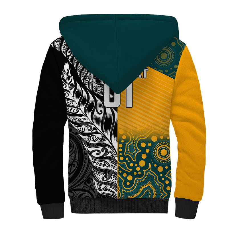 Custom New Zealand And Australia Rugby Wallabies Kiwi Silver Fern 2023 World Cup Sherpa Hoodie