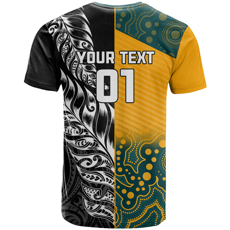 Custom New Zealand And Australia Rugby Wallabies Kiwi Silver Fern 2023 World Cup T Shirt