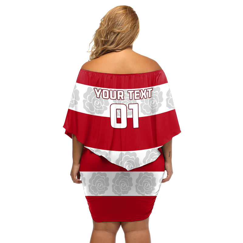Custom England Rugby The Red Rose Champion World Cup 2023 Off Shoulder Short Dress