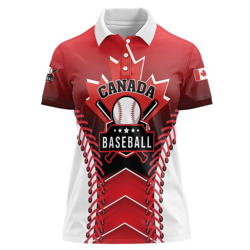 Custom Canada Baseball Go Champion The Maple Leaf Women Polo Shirt