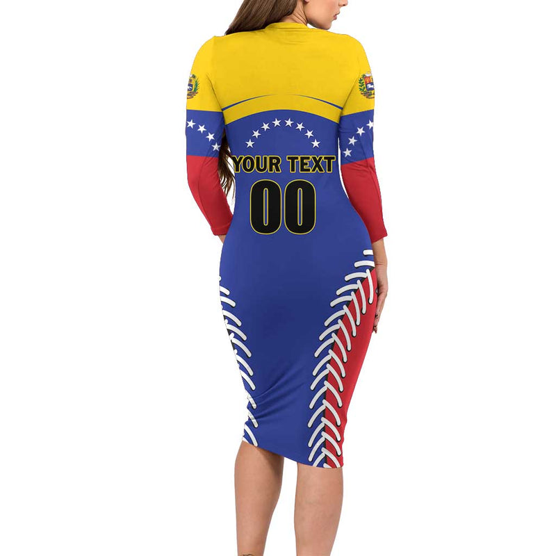 Custom Baseball Venezuela Team Venezuela Go Champions Long Sleeve Bodycon Dress