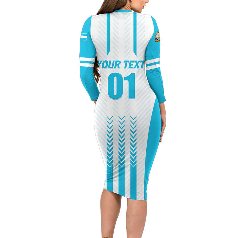 Custom Honduras Football Vamos Los Catrachos Long Sleeve Bodycon Dress
