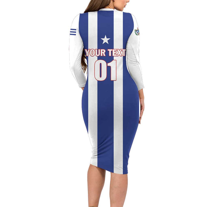 Custom Cuba Football Los Leones Del Caribe Long Sleeve Bodycon Dress