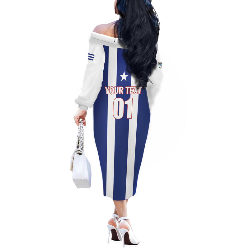 Custom Cuba Football Los Leones Del Caribe Off The Shoulder Long Sleeve Dress