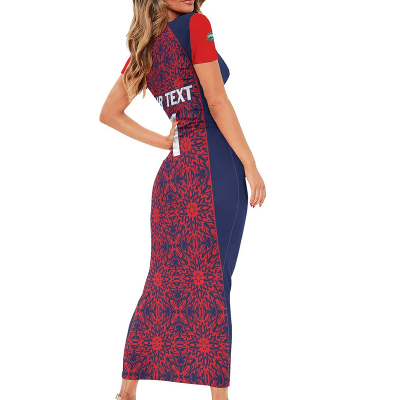 Custom Costa Rica Football Los Ticos Unique Pattern Short Sleeve Bodycon Dress