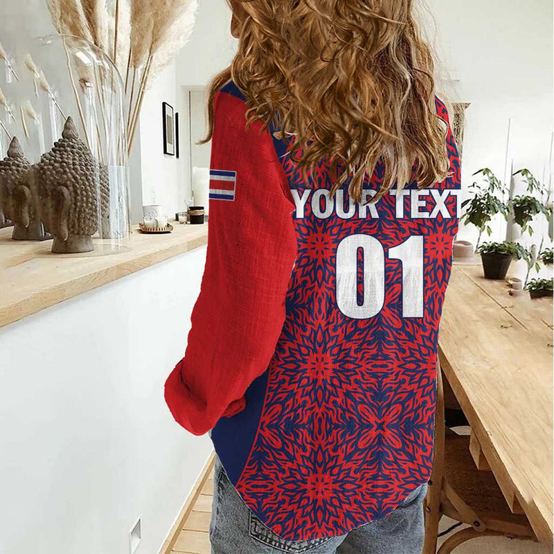 Custom Costa Rica Football Los Ticos Unique Pattern Women Casual Shirt