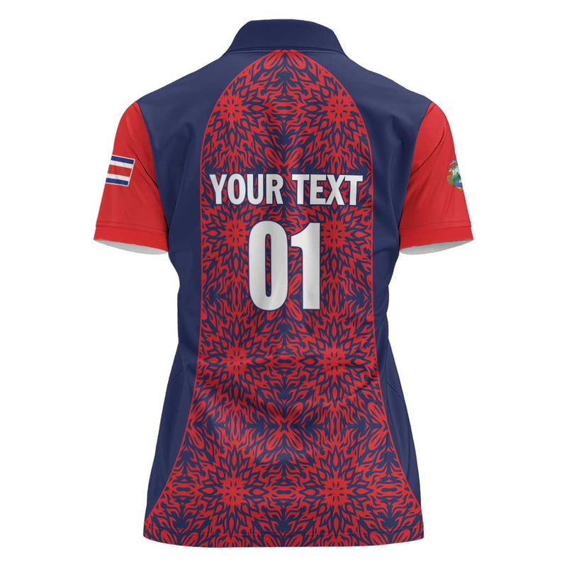 Custom Costa Rica Football Los Ticos Unique Pattern Women Polo Shirt