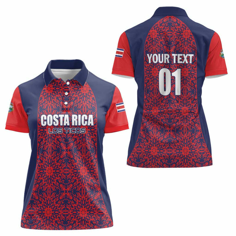 Custom Costa Rica Football Los Ticos Unique Pattern Women Polo Shirt