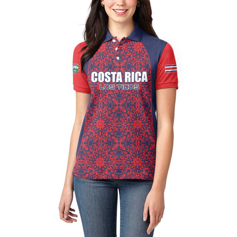 Custom Costa Rica Football Los Ticos Unique Pattern Women Polo Shirt