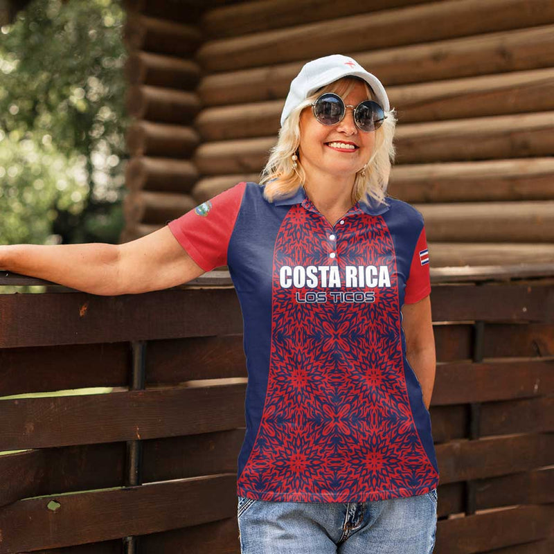 Custom Costa Rica Football Los Ticos Unique Pattern Women Polo Shirt