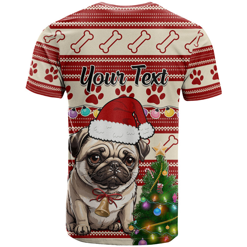 Custom Dog Christmas Cute Pug Dog With Xmas Tree T Shirt