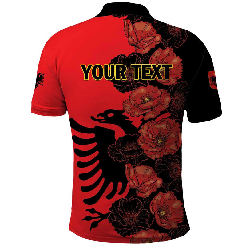Albania Eagle Red Poppy Flowers Polo Shirt