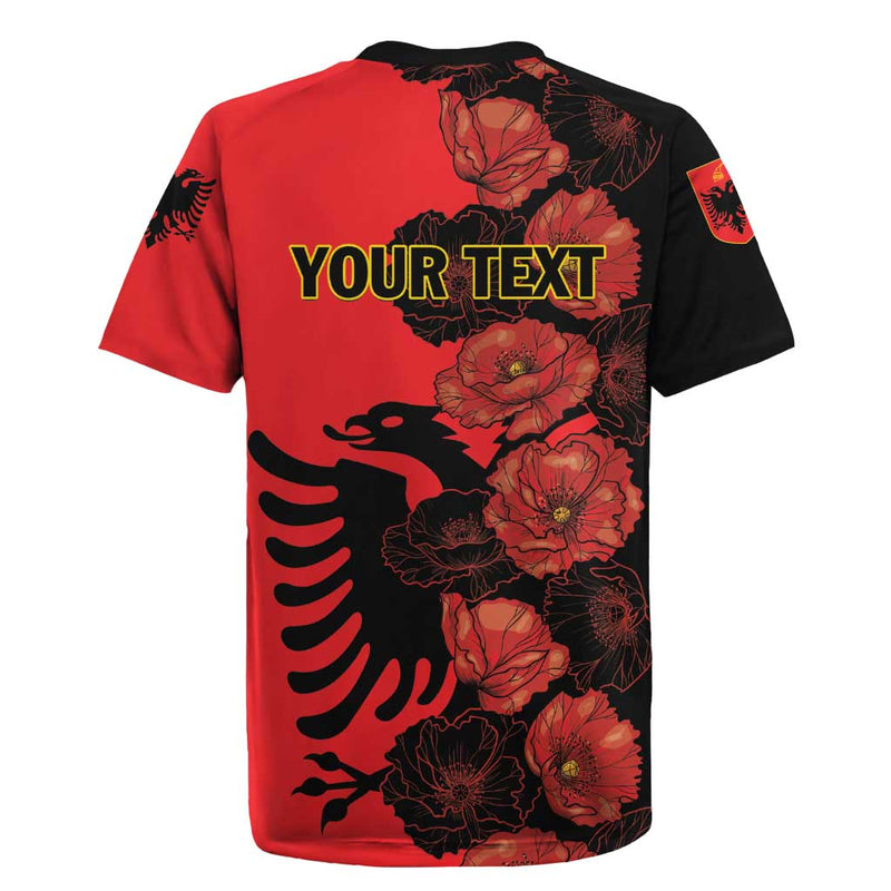 Albania Eagle Red Poppy Flowers Rugby Jersey