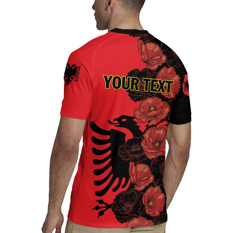 Albania Eagle Red Poppy Flowers Rugby Jersey