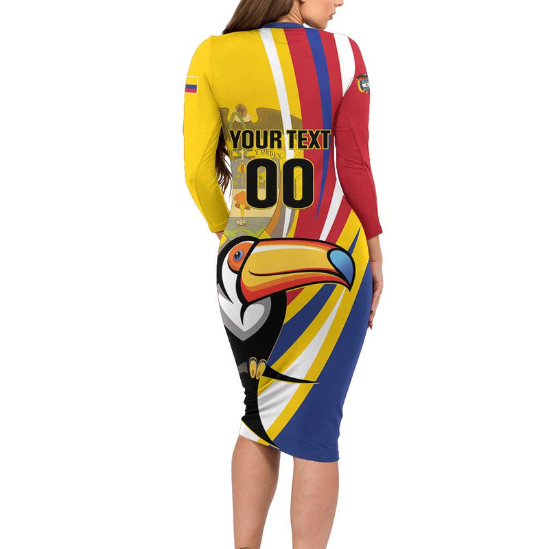 Custom Colombia Rugby Los Tucanes Go Champions Long Sleeve Bodycon Dress