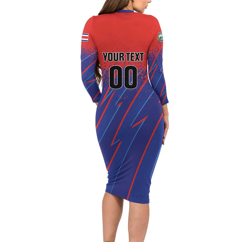 Custom Costa Rica Rugby Ticos Go Champions Long Sleeve Bodycon Dress