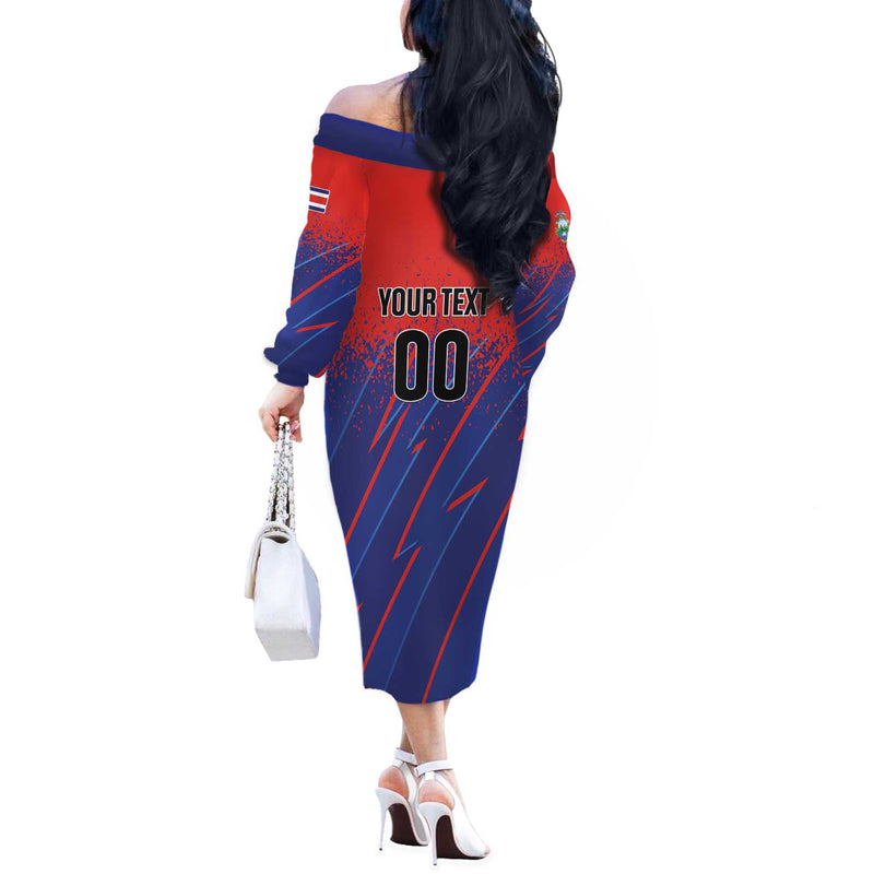 Custom Costa Rica Rugby Ticos Go Champions Off The Shoulder Long Sleeve Dress