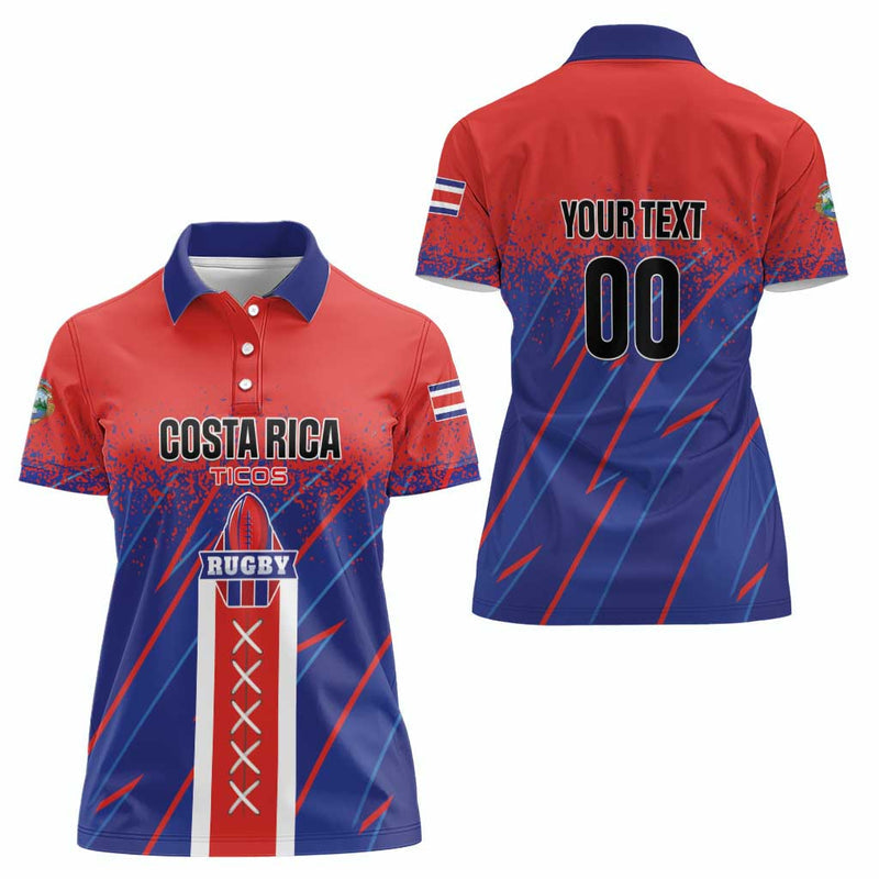 Custom Costa Rica Rugby Ticos Go Champions Women Polo Shirt