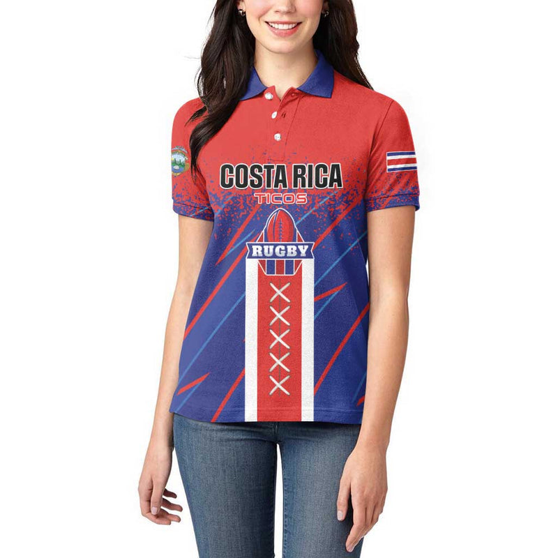 Custom Costa Rica Rugby Ticos Go Champions Women Polo Shirt