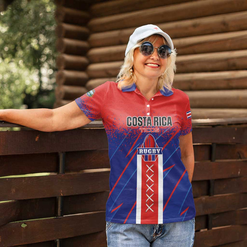 Custom Costa Rica Rugby Ticos Go Champions Women Polo Shirt