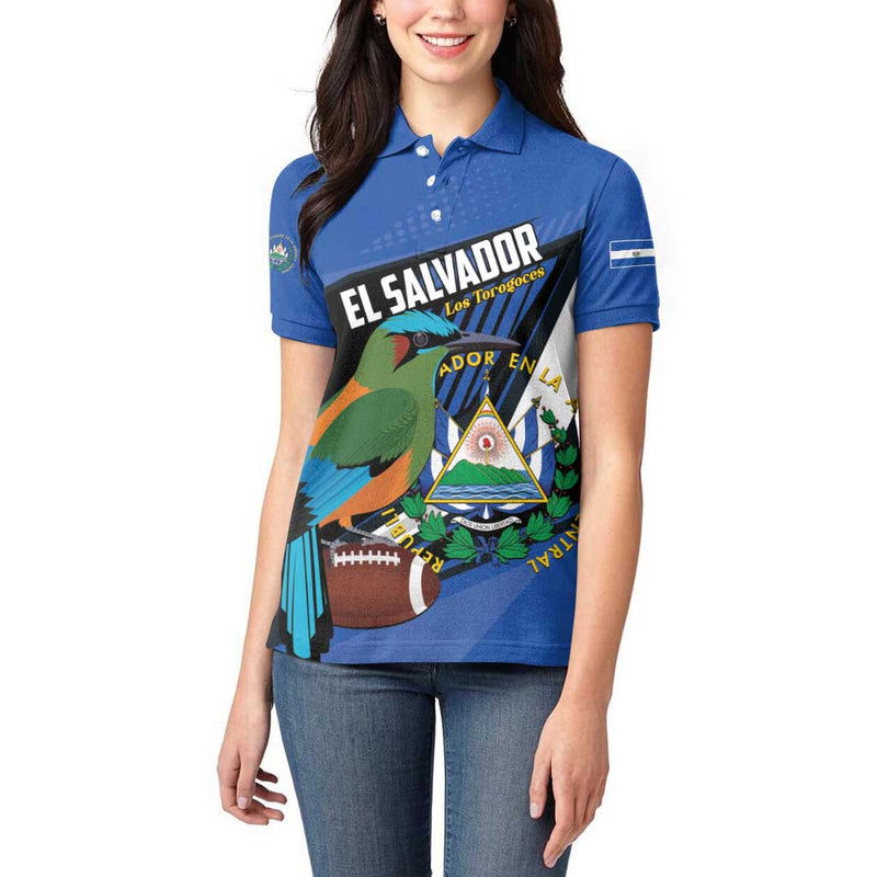 Custom El Salvador Rugby Los Torogoces Go Champions Women Polo Shirt