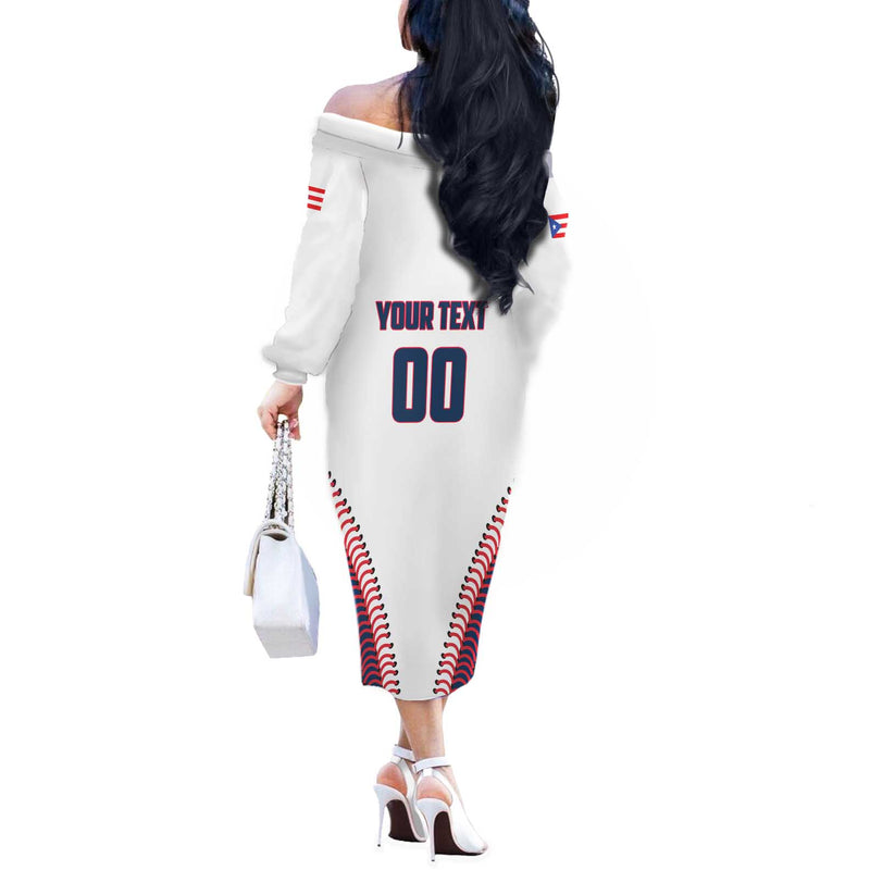 Custom Baseball Puerto Rico 2025 Team Rubio Retro Style Off The Shoulder Long Sleeve Dress