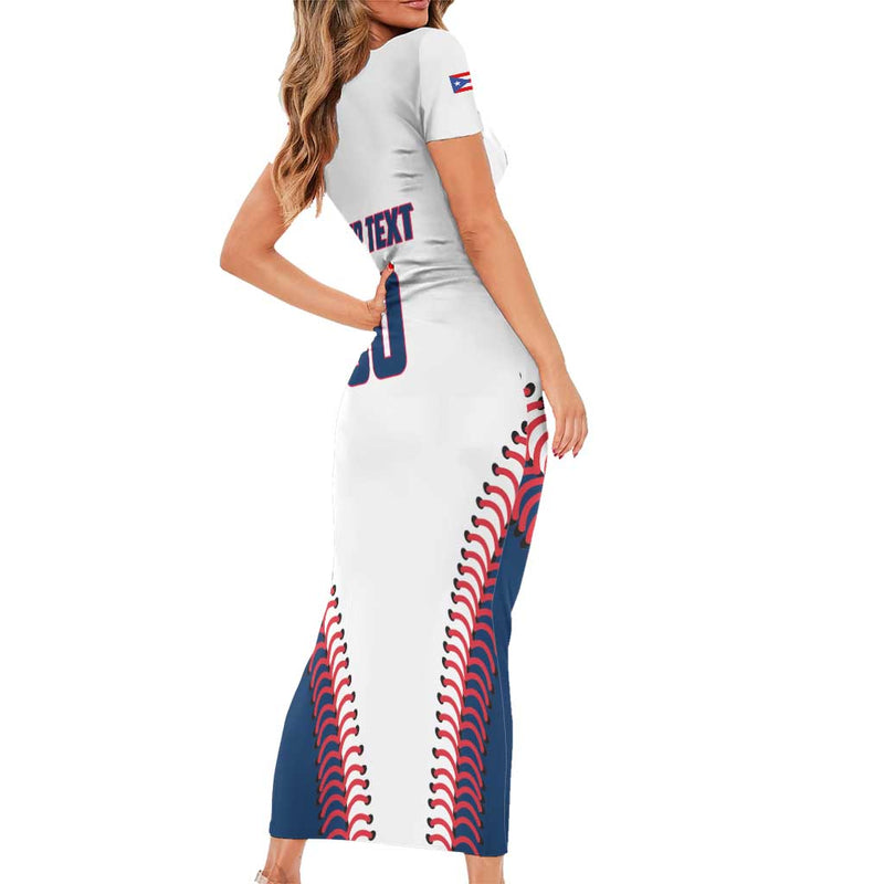 Custom Baseball Puerto Rico 2025 Team Rubio Retro Style Short Sleeve Bodycon Dress