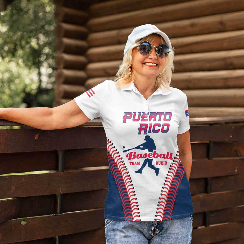 Custom Baseball Puerto Rico 2025 Team Rubio Retro Style Women Polo Shirt